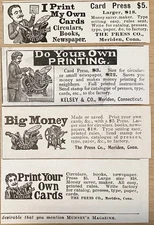 EXCELSIOR PRINTING PRESS Kelsey&Co. Meriden,CT Old Office Copy Machine Print Ads