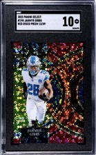 2023 Panini Select Premier Level Jahmyr Gibbs Red Disco Prizm /49 (RC) SGC 10