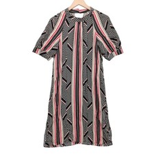 Anthropologie McKenzie Midi Shirt Dress Black Red Striped Puff Sleeve Boho Sz S