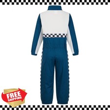 Kosgraiy Race Car Driver Costume Boy Girl Jumpsuit Cap