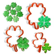 3 Pcs Clover Four Leaf Clover Cookie Cutter Set, St. Patrick's Day Stainless