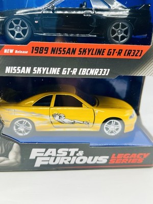 Fast Furious Nissan Skyline GTR R32 R33 Jada 1:32 Diecast Twin