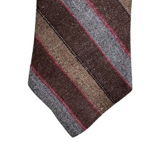 Trail Creek Mens Striped Wool Blend Tie Brown Grey Red Made in USA WPL 2831