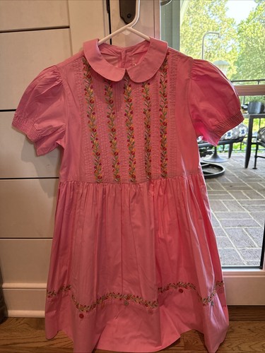 OILILY Girl's Dress Pink Embellished Floral Embroidery Size 9 / 10 140