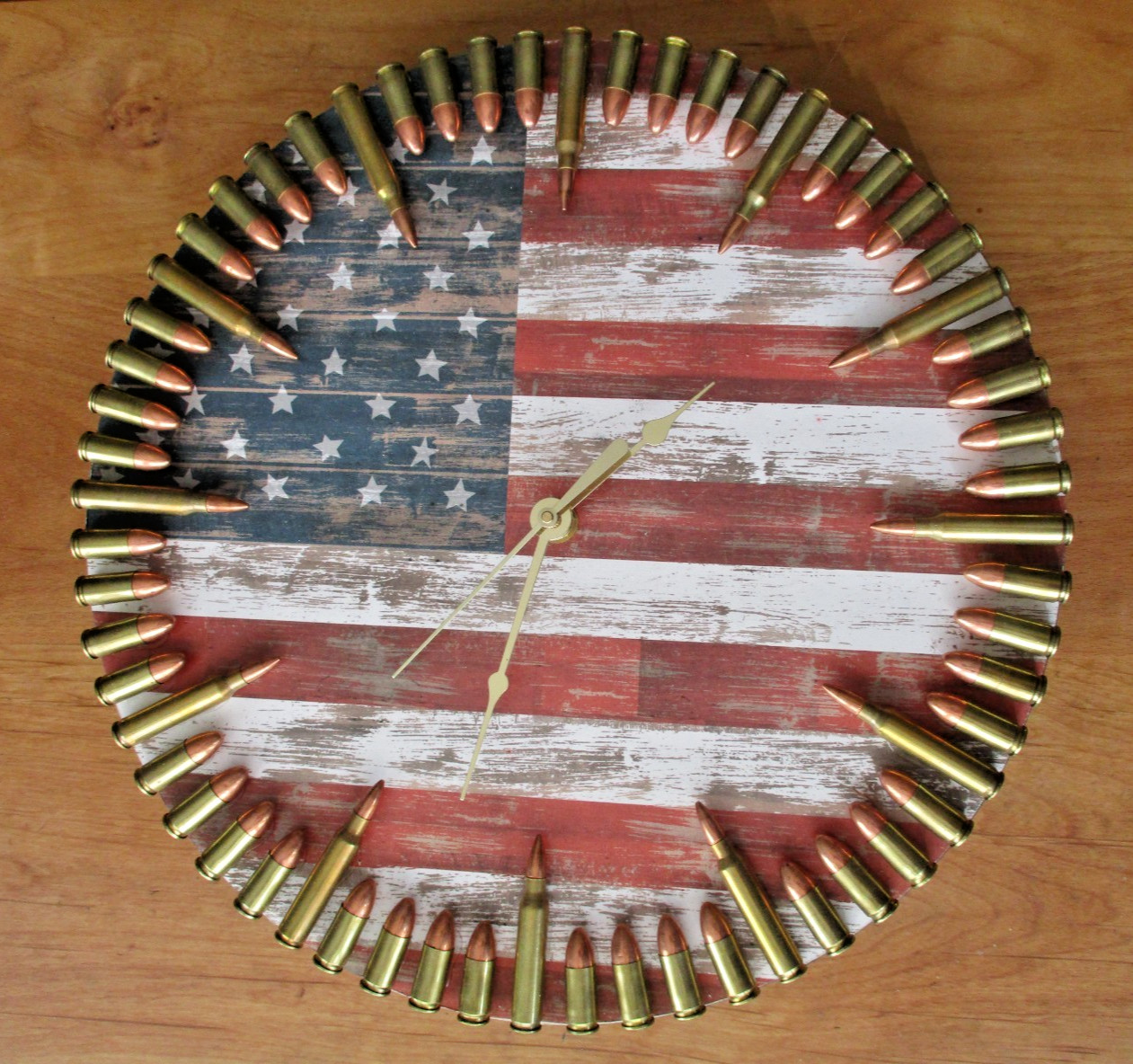 12" American Flag Bullet Clock - Wall Mount NATO hrs / 9mm Mins