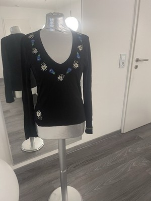 Amor & Psyche Damen Sweatshirt Pullover Gr. M Schwarz wie Neu hochwert. Stick