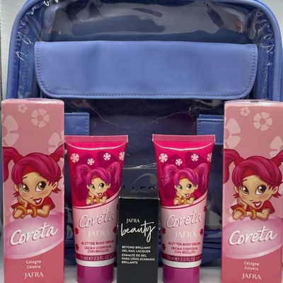 Jafra Coreta Pink Heart Spirit Perfume Glitter Body Cream Gel Nail Color Bag New
