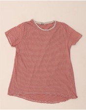 T-shirt donna ZARA top UK 10 piccola rossa a righe cotone DT35