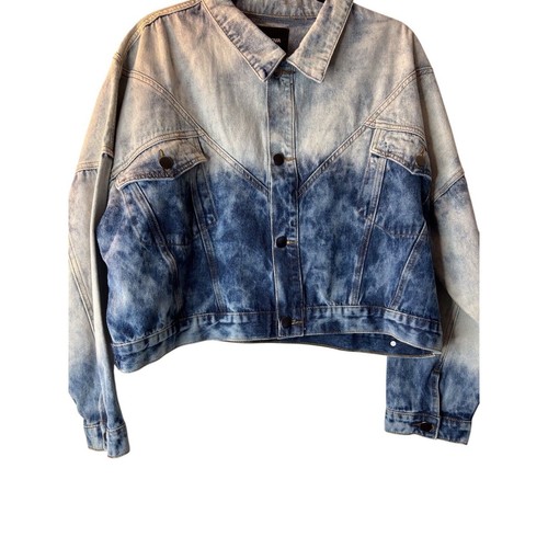 Fashion Nova Nonstop Jeansjacke Acid Wash Größe 1X Ombré Cropped Langarm - Bild 4 von 15