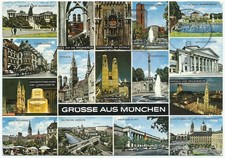 Munich Germany, Vintage PC, Greetings-Munich Beer P. 16 Views, 1975