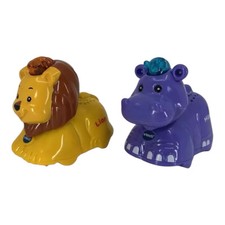VTech Go Go Smart Wheels LION  HIPPO Lot of 2 ZOO Animals Lights  Music Toys