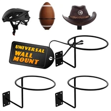 3Pcs Wall Hat Holder Helmet Stand - Black Metal Baseball Hat Organizer Hat Ra...