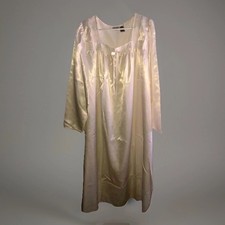 Delicates Vintage Victorian Style Nightgown Gown Satin Warm Lined Ivory Large