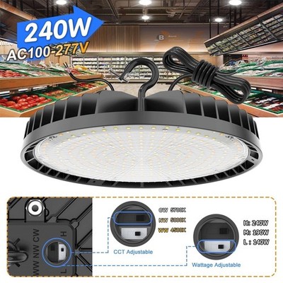 KUKUPPO High Bay LED Shop Lights Adjustable 240W for Gym Factory Warehouse Lamp