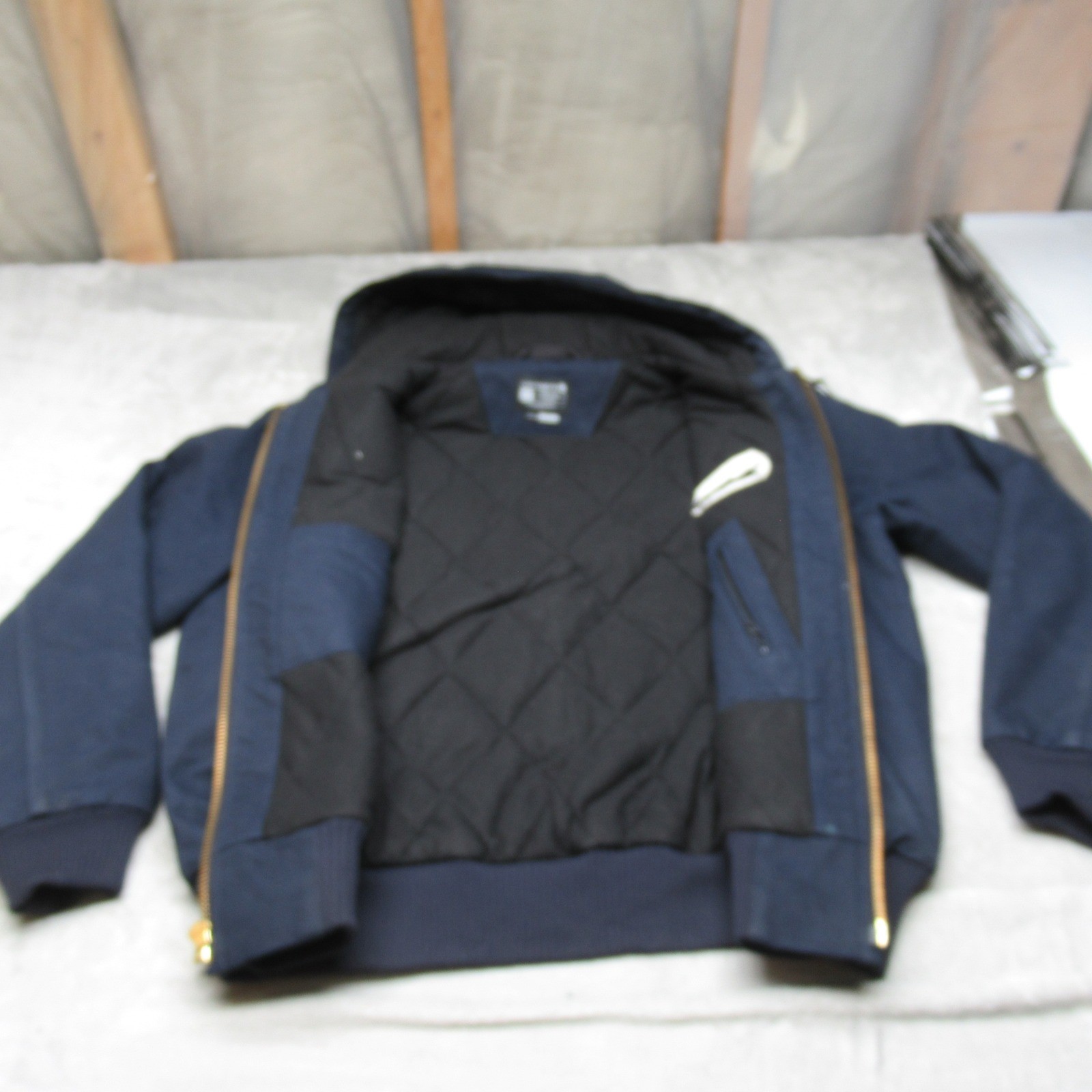 Carhartt Jacket Mens Large Blue Loose Fit Duck Active Quilt Canvas Hooded 0J0140 thumbnail 3