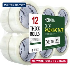 HERKKA Clear Packing Tape, 12 Rolls Heavy Duty Packaging Tape for Shipping Packa