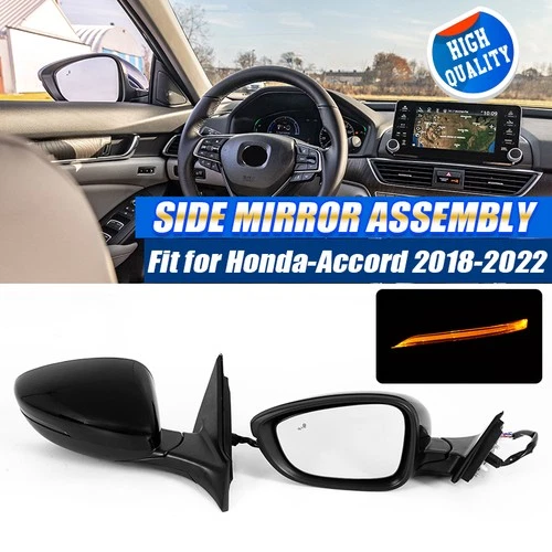 2x Mirror Assembly w/ Heated Signal Light Blind Spot for Honda Accord 2018-2022