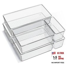 Large Plastic Drawer Organizer Trays, Acrylic Kitchen Drawer 6 Pack Clear