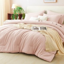 Full Size Comforter Set Blush Pink, 7 Pieces Bed in a Bag Full Comforter Set ...