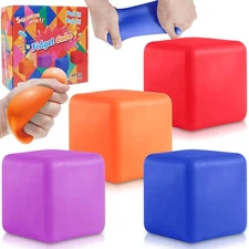 Fidget Toys Stress Cube, 4Pcs Stress Balls Bulk for Kids and Adult, Slow Rising 