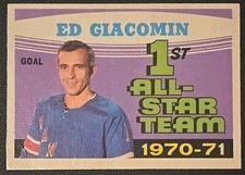 1971-72 O-Pee-Chee Ed Giacomin 1st All-Star Team New York Rangers Vintage NHL