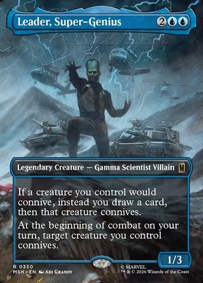 MTG Marvel Super Heroes BORDERLESS SCENE R Leader, Super-Genius #0330