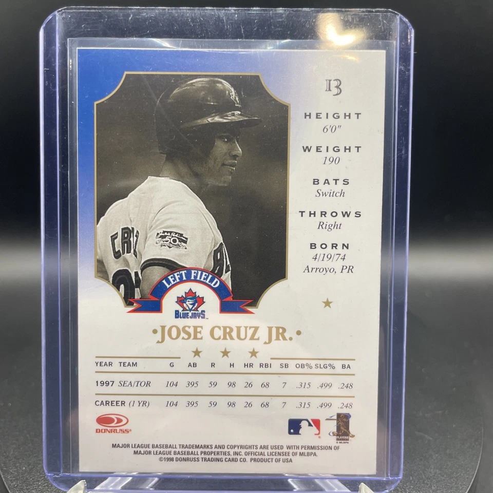 1998 Leaf Fractal Matrix /400 Jose Cruz Jr (Gold) #13 - Image 2 of 2