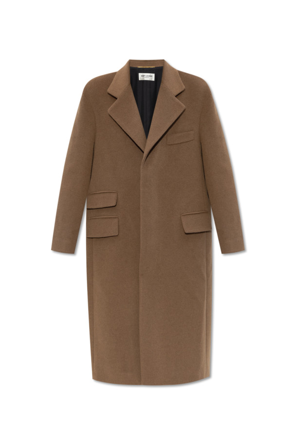 SAINT LAURENT Brown Wool Coat New & Authentic
