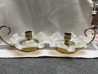 Fenton White Opalescent Hobnail and Brass Candle Holders 1950