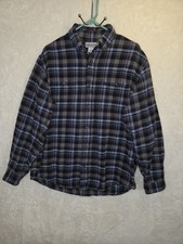 Mens Carhartt Heavy Blue Gray Plaid Rugged 100 Cotton Flannel Button Shirt Sz L