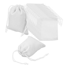 12 Pcs Velvet Drawstring Bag 3.1 x 4 " Jewelry Pouches Gift Bags, White