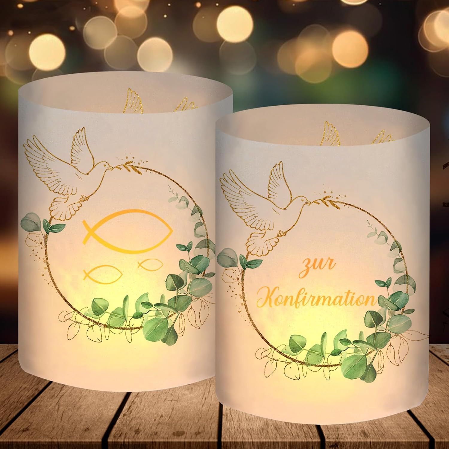 Windlicht Tischdeko Konfirmation Eukalyptus Grün Gastgeschenke Geschenke Set