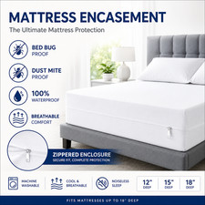 Waterproof Mattress Encasement Bed Bug Dust Mite Proof Hypoallergenic Cover