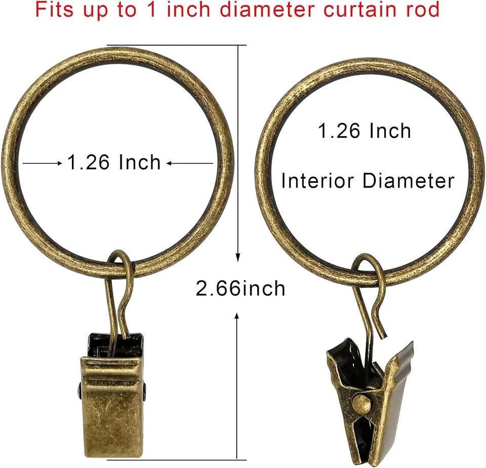 Упаковка из 40 шторных колец с зажимами, драпировочных зажимов с кольцами, вешалками AMZSEVEN - Изображение 2 из 4