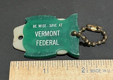 Vermont Federal Bank Keychain Plastic Owl Key Ring