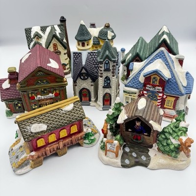 VTG Cobblestone Corners Christmas Village Lot 8 Ceramic Houses 2001 2002 2004