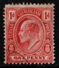 Turks and Caicos 1909 1911 King Edward VII 1d One Penny SG118 Used CTO