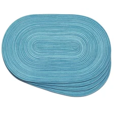 Oval Braided Placemats Set of 4 Woven 12x18 Inch Non Slip Washable Heat Resis...