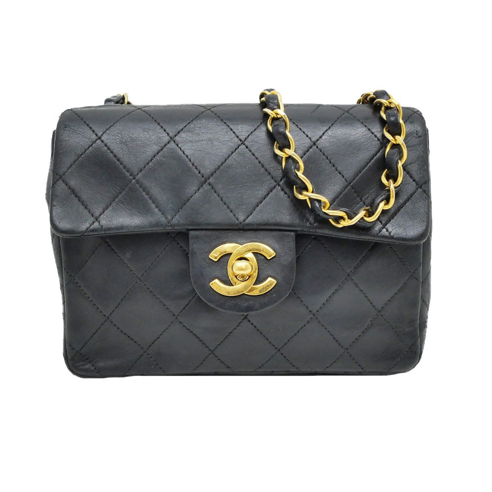 CHANEL Mini Matelass Chain Bag Black Lambskin with Gold-Tone Hardware
