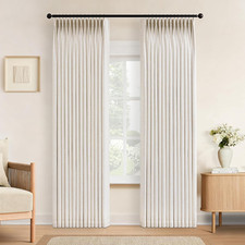Luxury 95" Beige Pinch Pleated Blackout Curtains - 2 Panel Set