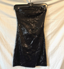 BCBG Generation Strapless Black Sequin Mini Dress XS Lined Cocktail Party New