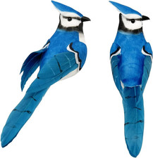 6PCS Clip on Artificial Birds Realistic Blue Jay 5.5Inch Foam Feather Bird for C
