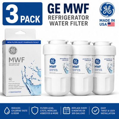 GE MWF Refrigerator Water Filter 3 Pack Genuine SmartWater MWFP 46-9991 USA New