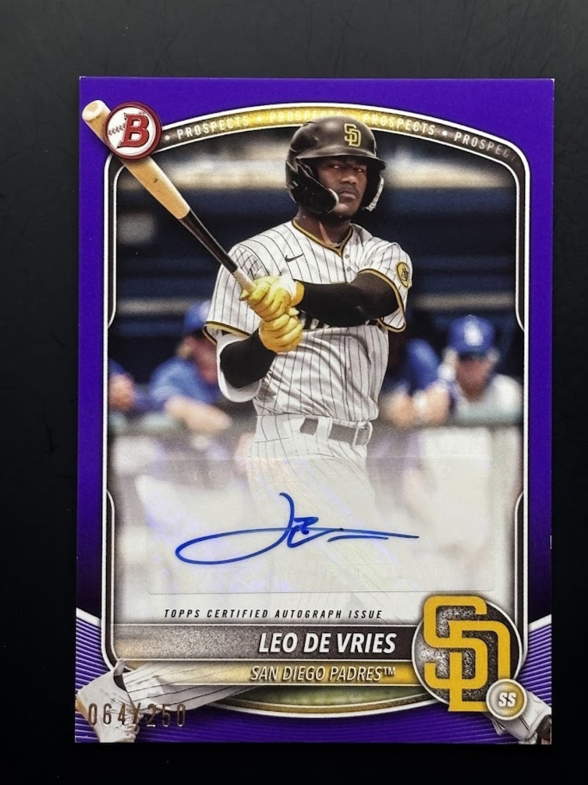 2025 Bowman Leo De Vries Prospect Auto Purple Border /250 #BPA-LD