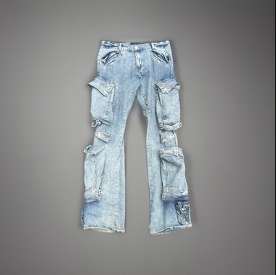 THRT Rick Owens Style Stacked Flare Jeans Size 32 Black Y2K Grunge  Streetwear