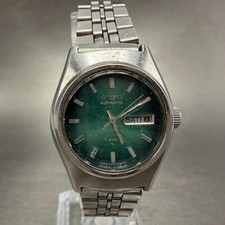 Seiko Automatic Watch Women 25mm Green Dial Silver Tone Daydate 2206-0610 PARTS