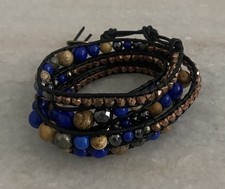 Beautiful Vedahs Leather Gemstone Beaded Wrap Bracelet