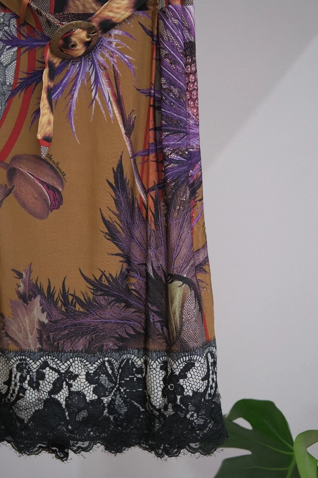 Falda Roberto Cavalli Lujo Vintage Mujer Multicolor Viscosa Estampado Animal Talla 42 Foto 3 de 4