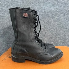 Harley Davidson Vintage Black Leather Lace Up Motorcycle Boots 7 Made in USA