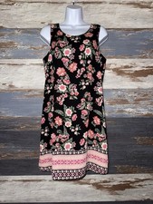 Pink Republic Floral Black Dress Roses Size Large L Shift